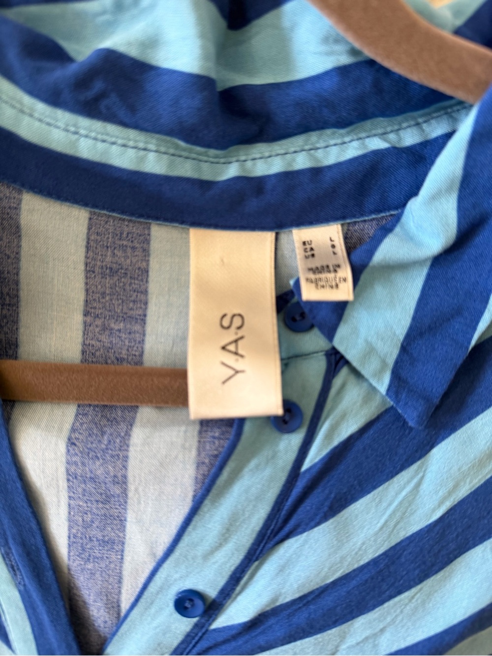 YAS Blue Striped Maxi Shirt Dress - Picture 7 of 9
